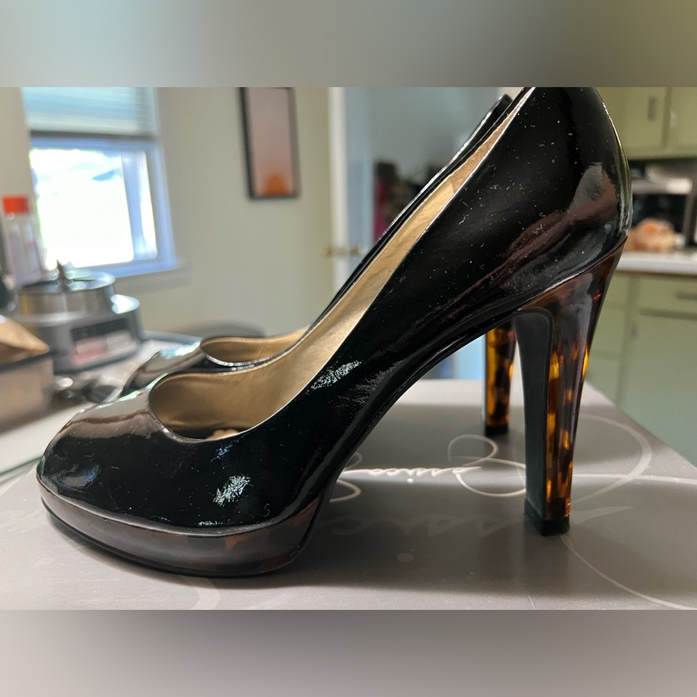 Brand new! Jessica Simpson Patent Leather Peeptoe with Tortoise Shell Heels